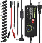 Universal Power Supply 3V~36V 4A 144W Adjustable Variable 3V 5V 6V 9V 12V 15V 18V 20V 24V 30V 36V Switching AC/DC Adapter Charger, 100V-240V AC to DC Converter with 14 Tips, Polarity Converter