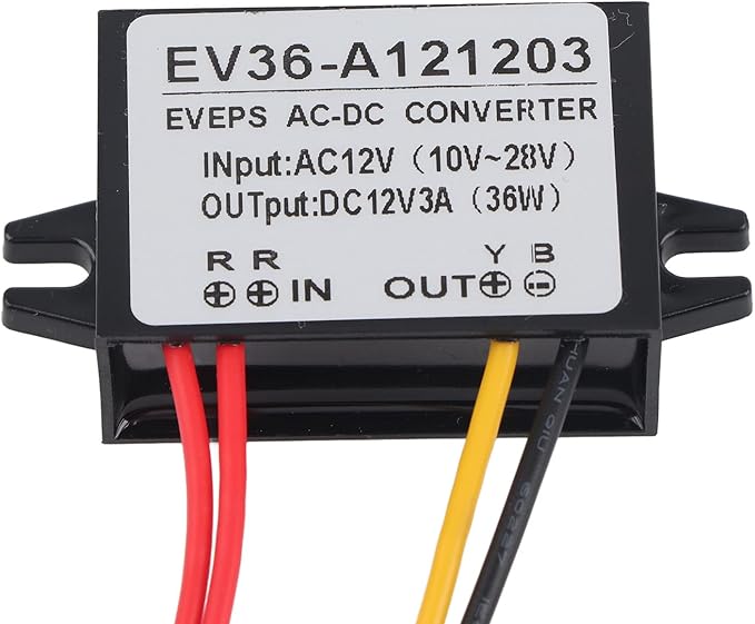 Walfront Step Down Volt Converter AC 10-28V to DC 12V Converter AC-DC Step Down Power Module (3A, Black, 2-Pin, Type A)
