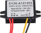 Walfront Step Down Volt Converter AC 10-28V to DC 12V Converter AC-DC Step Down Power Module (3A, Black, 2-Pin, Type A)