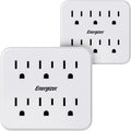 Energizer 2 Packs of 6 Device Multi Plug Wall Outlet Extender (6) AC Power Outlets Grounded Power Strip Expander Outlet Splitter Plug in Adapter