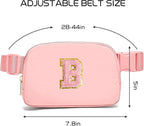 Gitus Belt Bag Fanny Pack Crossbody Bags with Initial Letter Patch Cute Stuff Birthday Gifts for Teenager Girls Trendy Preppy Stuff for Teen Girls Cool Stuff for Teens (Light Pink-B)