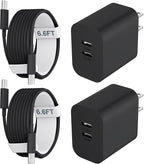 Phone 15/16/17 Pro Max Charger Fast Charging, 20W Dual Port USB C Charger Block with 6.6FT Long USB C to C Charging Cable Cord for Phone 17 16 15 Pro Max/17 16 15Pro/15/1615Plus,Air
