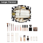 Narwey Checkered Makeup Bag Travel Cosmetic Bag Organizer Toiletry Bag Make Up Bags with Compartments for Women Girls (Large, Black Checkerboard)