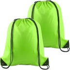PLULON 2Pcs Drawstring Bags Bulk Fluorescent Green Drawstring Backpack String Backpack Cinch Sack Sport Gym Bags for Yoga Traveling Outdoor Sports
