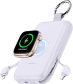 RORRY CharmGo Portable Charger, 10000mAh 20W Fast Charging Portable Charger Power Bank with Built in Cables, Travel Battery Pack for iPhone 17/16/15/14/13/12 and Apple Watch, Purple