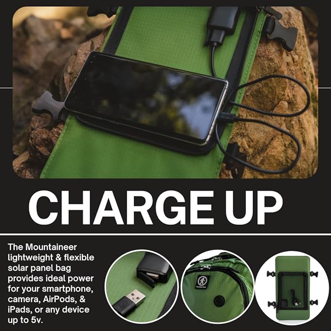 Outdoor Tech - Mountaineer Solar Backpack - Rugged 40L Outdoor Backpack with Flexible and Detachable 6.5W Solar Panel for Charging