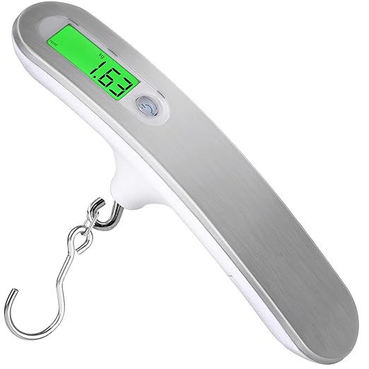 Digital Luggage Scale, 110lbs/50kg Portable Handheld Baggage Weight Checker with Backlit LCD Display, Travel Essentials Accessories for Suitcases, Postal & Fishing
