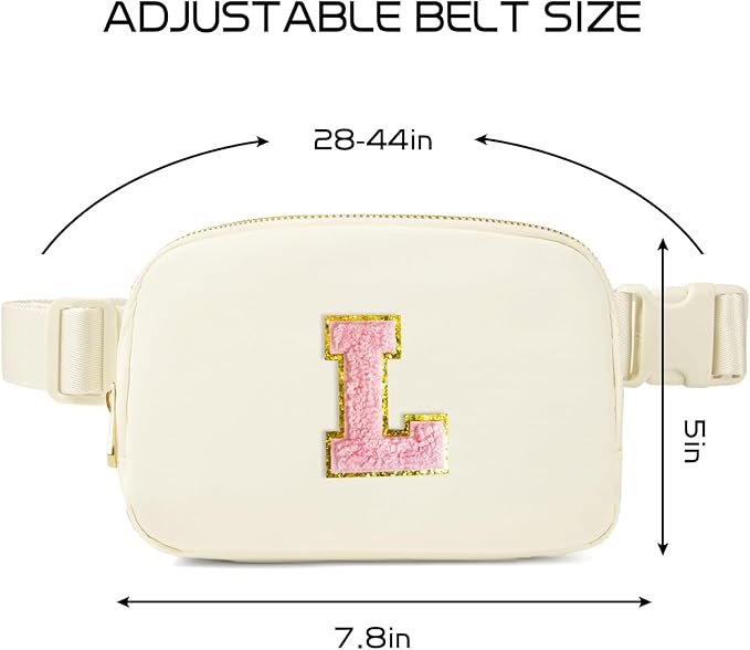 Gitus Personalized Gifts Birthday Gifts for Girls Fanny Pack Cross Body Bags with Initial Letter Preppy Stuff Gifts for Her Girlfriend Wife Sister Friends Mom (Ivory-L)