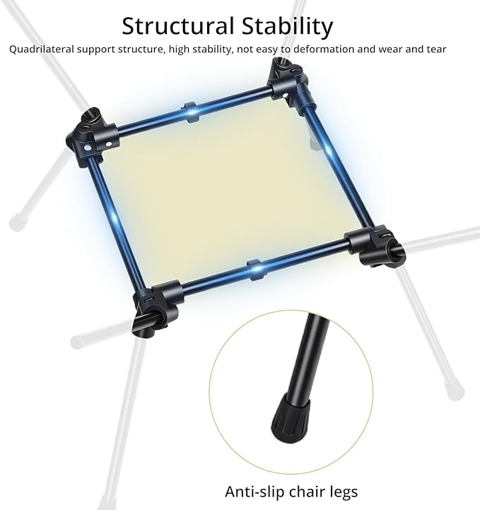 Anbte Extra Height & Width Portable Camping Chair, 400LBS Capacity Compact Folding Chair with Square Frame Quick Setup Storage Bags on Both Sides, Ideal for Camping Hiking Beach Picnic Outdoor, Black