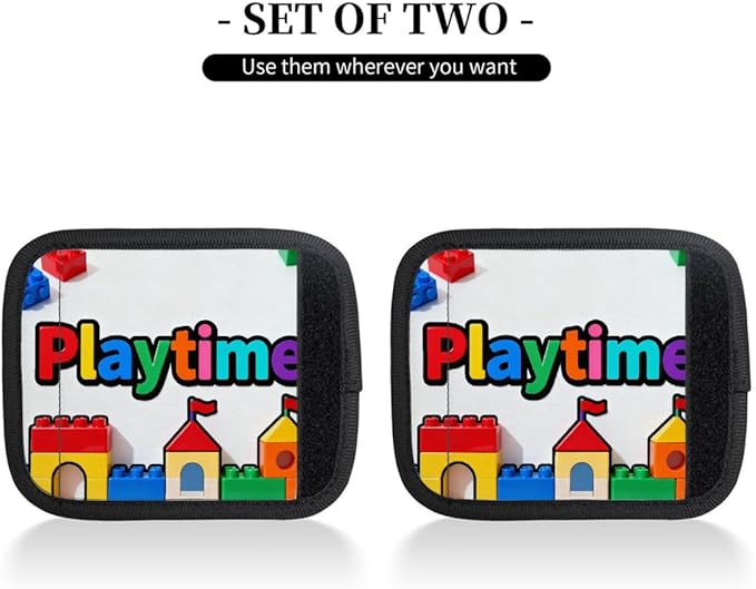 2 Pack Luggage Handle Wrap with Travel Tags - Non-Slip Protective Cover Soft Handle Grips Covers for Suitcase(Play Time)