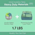 OmieBox Bento Box for Kids - Insulated Bento Lunch Box with Leak Proof Thermos Food Jar - 3 Compartments, Two Temperature Zones - (Meadow)
