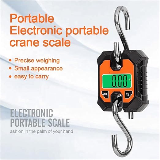 Portable Luggage Scale, Portable Digital Crane Scale Crane Scale 100kg/50g Weighing LCD Digital Industrial Electronic Hanging Scale Heavy Duty Stainless Steel Hook Scales