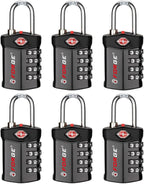 Forge TSA Approved Luggage Locks for Air Travel, Gym Lockers, School Lockers, Pelican Cases, Easy Read Dials, Durable Alloy Body, Black 6 Pack.