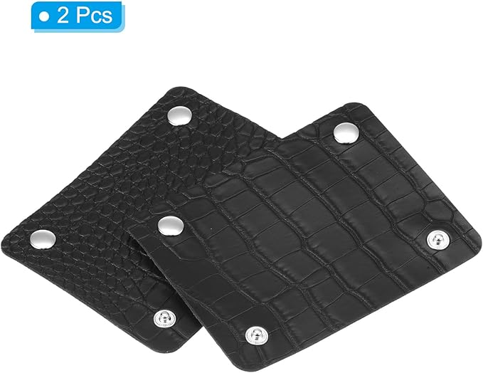 PATIKIL Luggage Handle Wrap, 2 Pack Irregular Pattern PU Handbag Grip Cover Protector Identifier with Clasp for Suitcase Grocery Shopping Bag, Black