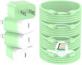 GREPHONE iPhone Charger Fast Charging,20W PD USB C Wall Charger 4 Pack with 6FT Fast Charging Cable - Fast Charger for iPhone 14/14 Pro Max/13/13 Pro/12/12 Pro/11/11 Pro/XS, iPad(Green)