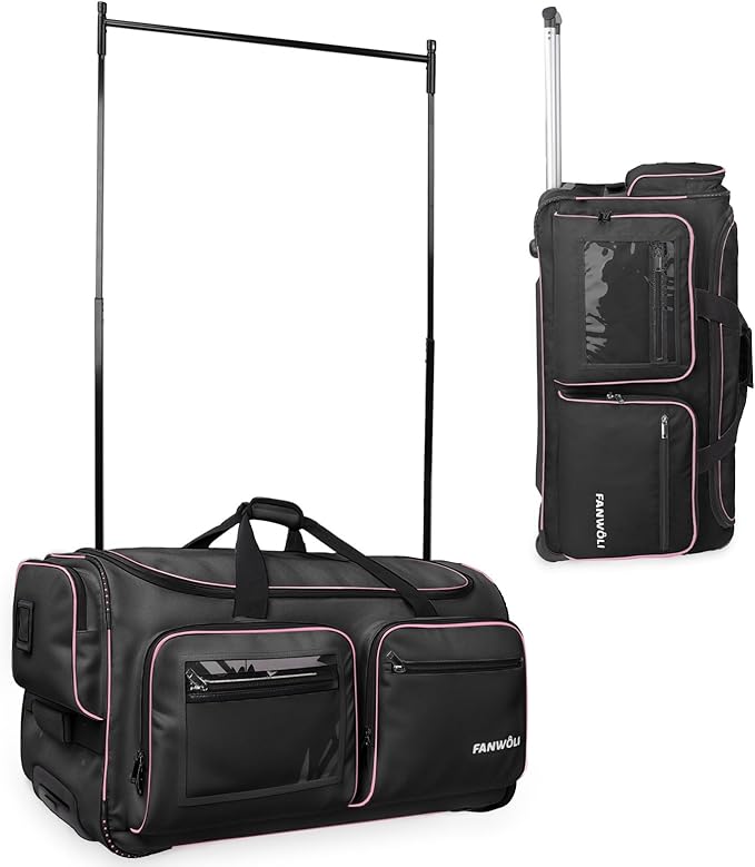 Fanwoli 28" Dance Bag with Garment Rack | Ultra-Light Collection| More Lightweight & Wear-Resistant| Ideal Competition Duffle Bag for Dancers Livestreamer Athletes