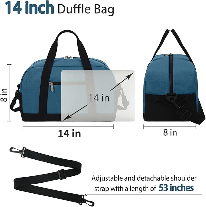 Apenze Small Gym Bag 14 inch lightweight Carry On Mini Duffel Bag for Travel Sport - Blue