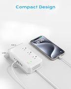 US to Europe Travel Adapter 220V to 110V Voltage Converter with 4.5A 6-Port USB Charging and UK/AU/US/EU Worldwide Plug Adapter