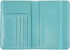 Passport Holder Cover, RFID Travel Wallet Credit Card Holder Blue Green Cute Floral Passport Book Holders for Women with Elastic Band and Golden Metal Decoration, Blue Flowers
