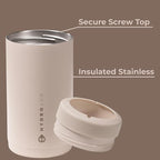 HydroJug Standard Can Cooler - 2-in-1 Insulated Can Cooler Cup - Stainless Steel Can Holder with Non-Slip Rubber Base - Screw-Top Lid - Dishwasher Safe - 16oz, Dune