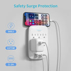 Oviitech 6 Outlet Surge Protector,900 Joules Wall Adapter Tap with 2 USB Charger, Dual 3.1A USB Ports, 3-Prong Wall Mount Outlet Plugs,ETL Listed,White