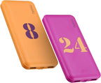 Miady 2-Pack 10000mAh Dual USB Portable Charger, Type-C Fast Charging Power Bank, Backup Battery Pack Compatible with iPhone 16/15/14/13 Galaxy S24/22 iPad Android etc (Yellow+Purple)