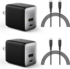 wegear USB C Fast Charging Charger, 30W Dual-Port GaN Nano Charger with Foldable Plug for iPhone 17/16/15 Series, iPad, Galaxy S24 Ultra and More Series, (Black, 2 Pack & 2 Cable)