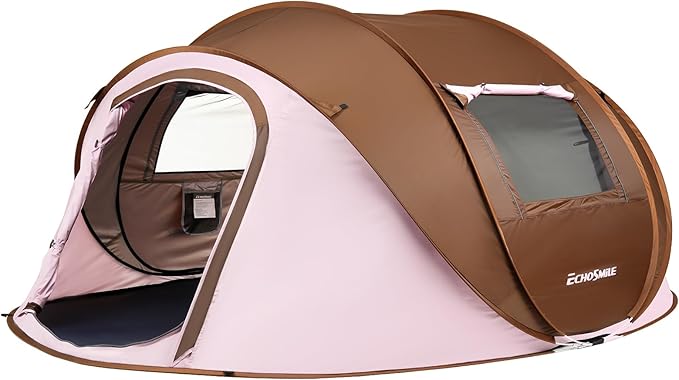 EchoSmile Pop Up Camping Tent, 2/4/6 Person Easy Setup Tent, Water Resistant Dome, Portable with Carry Bag