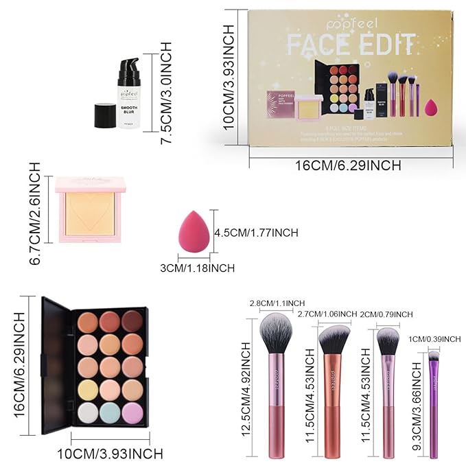 FantasyDay All in One Makeup Kit for Women Full Kit Girls Makeup Gift Sets Xmas Essential Bundle Include Eyeshadow Palette Lipstick Blush Concealer Eyeliner Mascara Foundation Brush Eyebrow Pencil