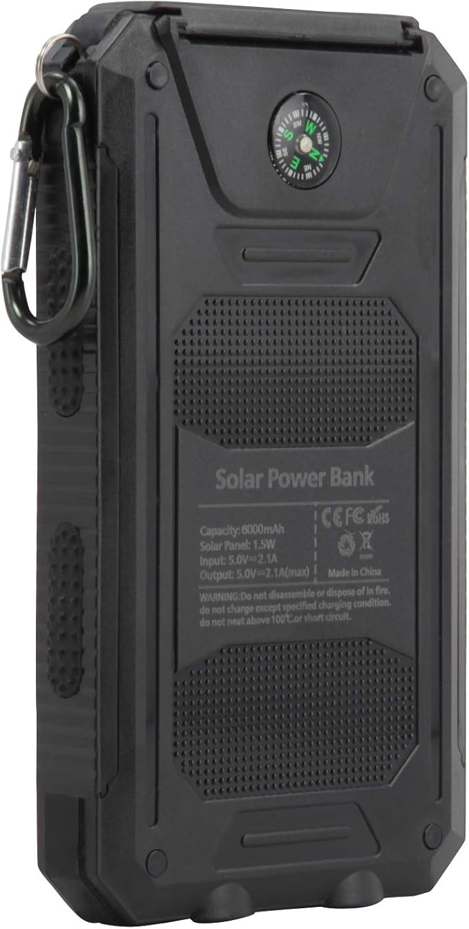 BoxWave Power Bank Compatible with Energizer Energy E500S - Solar Rejuva PowerPack (10000mAh), Solar Powered Backup Power Bank 10000mAh - Jet Black