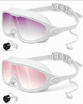 Swim Goggles 2 Pack, Wide View Anti Fog&UV Swimming Goggles for Audlt, No Leak Pool Beach Essentials for Men Women