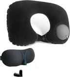 Portable Ultimate Comfort Set for Plane Sleep Kit at Plane Inflatable Travel Pillows Foot Rest Hammock Eye Mask Ear Plugs for Airplane Essentials for Seat Airplane Gadgets for Sleep Comfort (3B)