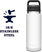 YETI Rambler 26 oz Bottle, Vacuum Insulated, Stainless Steel with Chug Cap, White