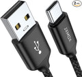 JXMOX USB Type C Cable (6.6ft 2-Pack), USB-A to USB C 3A Fast Charging Cord Compatible with iPhone 15 16 Pro Max, Samsung Galaxy S22 S21 S20 Ultra S10 S9 S8,Note 10 9 8 A80 A70, USB C Charger (Black)