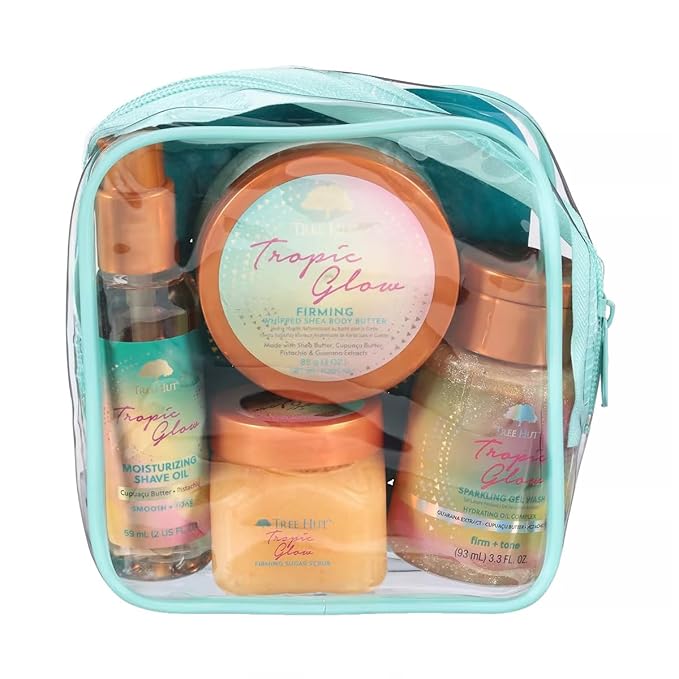 Tree Hut Mini Set Tropic Glow Everything Shower Gift Set for Women, Exfoliating Body Scrub, Body Wash & Body Butter, Travel Size Skin Care Set, Hydrating & Moisturizing Self-Care Gift for Smooth Skin
