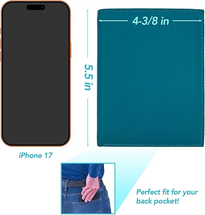 Teal RFID Genuine Leather Passport Wallet