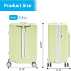 TABU 20" Carry on Luggage with Seat for Kids & Adults，Front-Opening Hardshell Carry On Suitcase with Double Handles & TSA Lock, Green