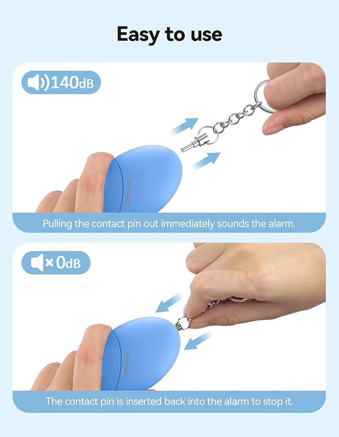 Personal Safety Alarm for Women, 140dB Travel Safe Waterproof Self Defense Keychain, Personal Alarm Loud Siren Safety Keychain for Girls Kids Elderly - 2 Pack