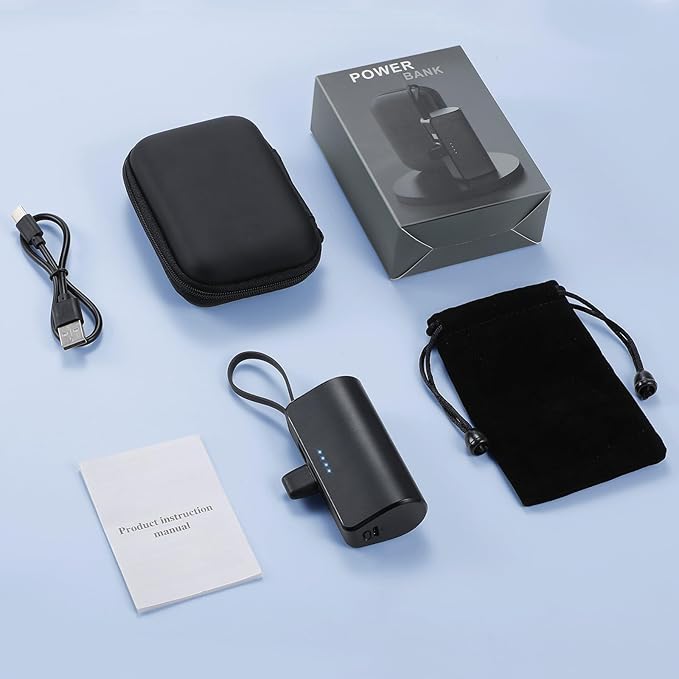 Mini Portable Charger for iPhone with Built-in Type-C Cable, 5200mAh Ultra-Compact Power Bank, PD 20W Fast Charging Battery Pack Phone Charger for iPhone 16/15/14/13/12, Samsung, Google, Android