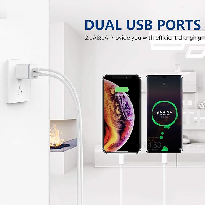 USB Wall Charger, LUOATIP 3-Pack 2.1A 5V Dual Port Cube Power Adapter Plug Block Charging Box Brick for iPhone 14 13 12 11 Pro Max SE XS XR X 8 7 6 6S Plus, Galaxy, LG, Moto, Android Phones