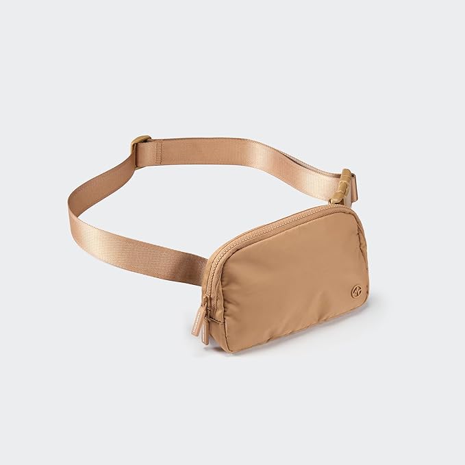 Pander Two Way Zipper Fanny Pack Nylon Everywhere Belt Bag for Women, Water Repellent Waist Packs, Crossbody Bags with Adjustable Strap (Caramel Brown).