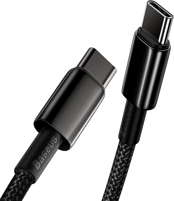 Baseus USB C Cable, 100W PD 5A QC 4.0 Fast Charging USBC to USBC Cable, Zinc Alloy Nylon Braided Type C Charger Cord for iPhone 17 16 Pro Plus Pro Max, MacBook, iPad/mini, Samsung S23/S22+