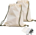 Canvas Shoe Bags for Travel, 2 Pcs Drawstring Shoe Storage Pouches, Dust Proof Washable Shoe Organizers (17.7x13.8in, Beige)