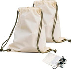 Canvas Shoe Bags for Travel, 2 Pcs Drawstring Shoe Storage Pouches, Dust Proof Washable Shoe Organizers (17.7x13.8in, Beige)