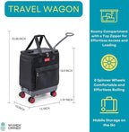 Handy Sandy All-Purpose Roller Bag – Foldable Top-Opening Tote on Wheels with Zipper Closure, 8 Spinner Wheels, Lightweight & Durable – Travel, Groceries, Laundry, Work, Everyday Hauling - Patent- Red