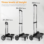 Folding Backpack Trolley with Large Solid Tank Wheels, Aluminum Alloy Luggage Cart with Edge Guard Base, Universal Hand Truck for Backpacks, Lunch Backpack,Golf Bag, Teenagers, Adults, School, Travel
