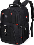 SHRRADOO Extra Large 50L Travel Laptop Backpack with combination lock, College Backpack Airline Approved Business Work Bag Fit 17 Inch Laptops for Men Women,Black