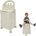 Kids Ride-on Luggage with Foldable Back Rest, 22" Carry On Luggage Travel Trolley Case with Seat for Children, Top Opening Suitcase with Spinner Wheels and Lock (White, 22 Inch)