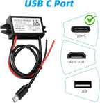 4-Pcs DC 12V/24V to 5V USB C Step Down Converter,Aideepen 3A 24W Type-C Output Charging Module Waterproof Buck Module Power Adapter