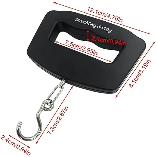 Portable Travel Luggage Electronic Scale, Digital LCD Hanging Box Weighing Scale 110 pounds/50 kilograms, Fishing, Luggage, Gifts (Hooks)